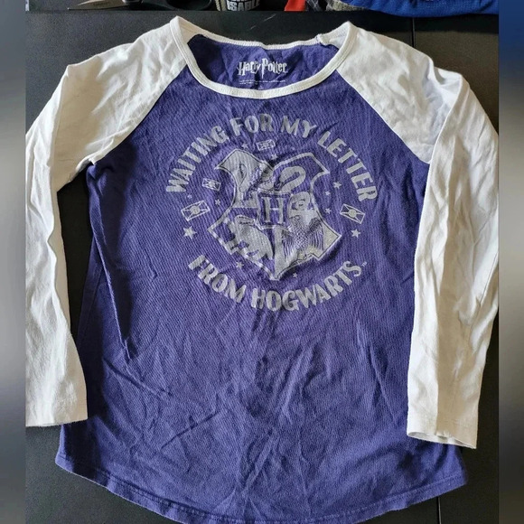 Warner Bros. Other - Harry Potter Long Sleeve T-shirt Girls Purple Large 14 Letter Hogwarts